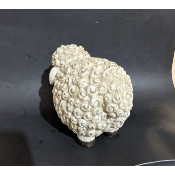 Adorable Decorative Sheep Figurine Textured White Swirls Rustic Farmhouse Decor - Picture 8 of 10